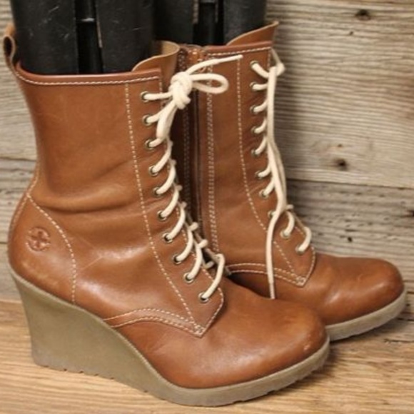 Dr. Martens Shoes - Dr. Martens Marcie Heeled Wedge Boots Sand Brown